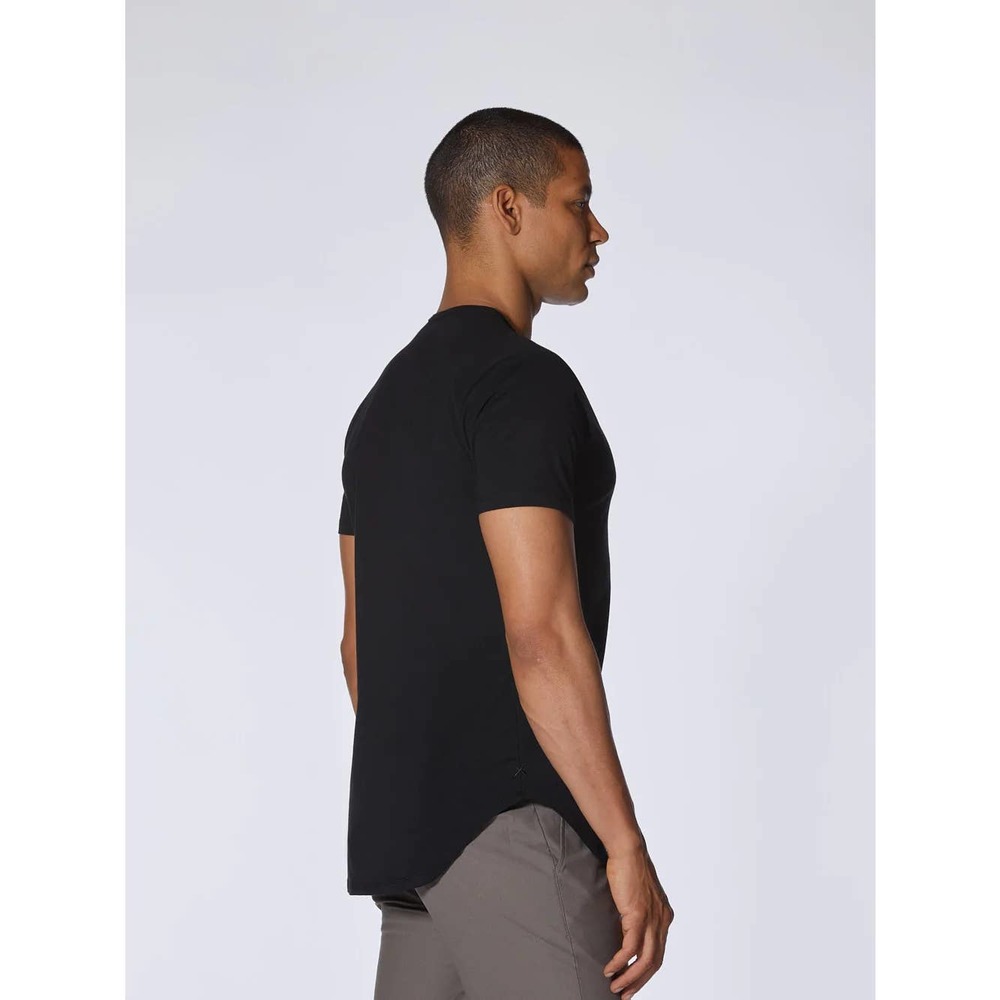 Cuts Clothing Men's Elongated Crew Neck Signature Fit Tee T-Shirt in Black - Picture 3 of 9